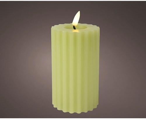 Lumineo LED kaars ribbel groen - sfeervolle wax stompkaars met timer