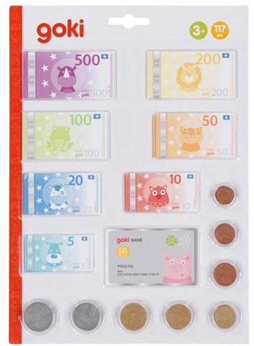 Goki Speelgeld dieren speelset met creditcard en muntgeld, educatief speelgoed-2