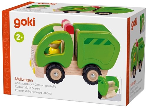 Goki houten vuilniswagen - speelgoedauto met rubberen banden-3