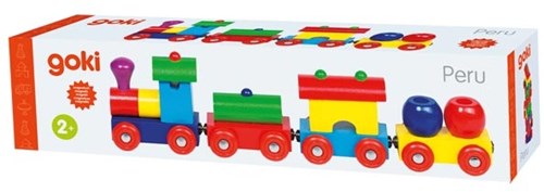 Goki houten trein speelgoed - magnetische wagons - kleurrijk-3