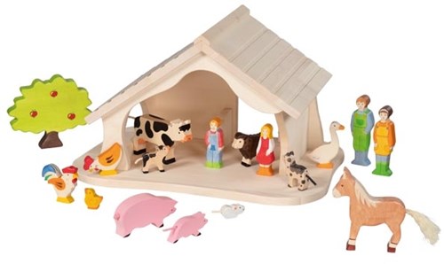 Holztiger houten boerderij kerststal - educatief speelgoed voor kinderen-3