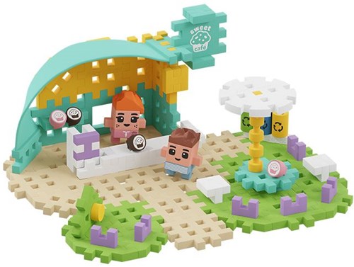 Marioinex bouwblokken Mini Waffle Cafe 80 stuks kleurrijk constructiespeelgoed-2