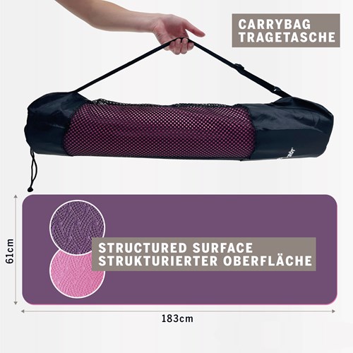 Schildkröt yoga mat fitness tweekleurig violet roze 4mm antislip-3