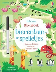 Usborne uitwisboek dierentuinspelletjes - educatief speelgoed boek 3+