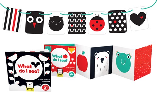 Banana Panda Hoog Contrast Kijk en Voel Babyboek Kaarten / Zwart Wit Baby Speelgoed Boekje vanaf 0 maanden - 2 boeken & 7 kaarten-2
