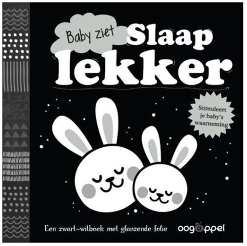 Oogappel babyboek slaap lekker - baby ziet, voelboek, zwart-wit