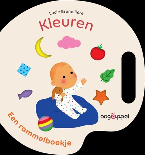 Oogappel baby rammelboekje kleuren - interactief kartonboek 1+