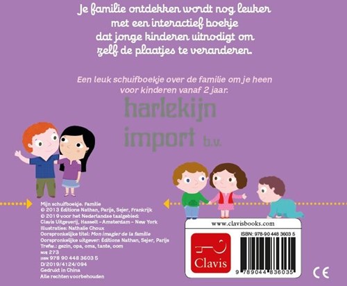 Clavis interactief schuifboekje familie karton voor kinderen 1 jaar+-2