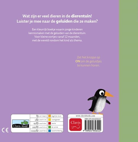 Clavis geluidenboekje dierentuin - interactief babyboek karton-2