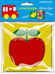 Ballon knisperboekje linnen woordjes babyboekje educatief