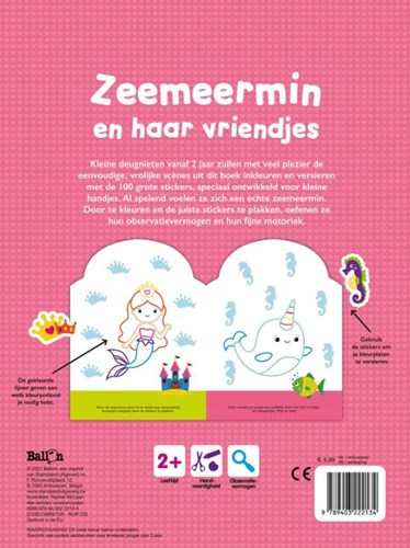 Ballon kleurboek zeemeermin stickerboek voor peuters 2+ jaar-2