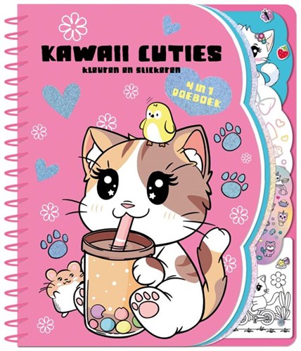 Image Books creatief doeboek Kawaii cuties 4-in-1 stickers kleuren