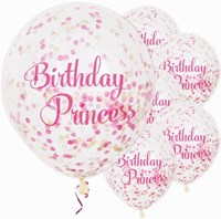 Haza confetti ballonnen prinses verjaardag decoratie roze 6 stuks-2