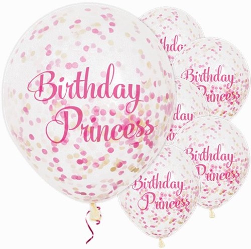 Haza confetti ballonnen prinses verjaardag decoratie roze 6 stuks-2