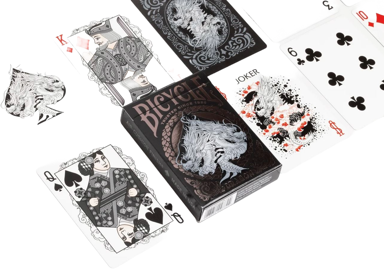 Black Dragon Playing Cards Bicycle Dragon Blue Black Red Gold