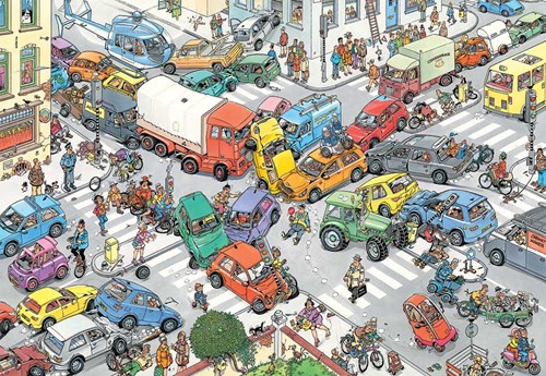 Jan van Haasteren legpuzzel verkeerschaos 3000 stukjes cartoon puzzel-2