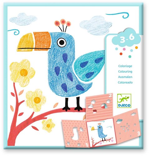 Djeco DE KLEINE CADEAUTJES VAN DE KLEINTJES KLEURPLAAT 3 sjablonen voor een afbeelding
