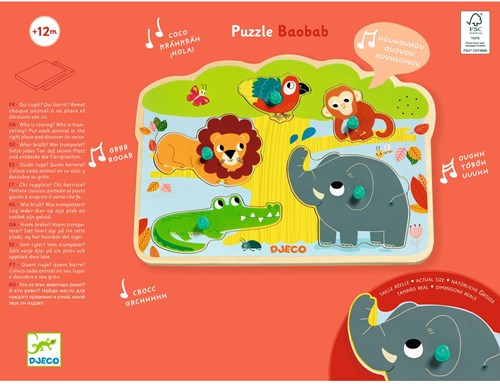Djeco PUZZLES BOIS - PUZZLES SONORES Baobab - FSC 100%