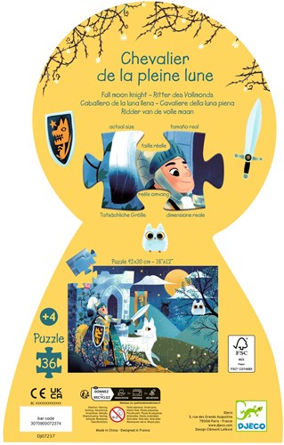 Djeco PUZZLES - PUZZLES SILHOUETTES Le chevalier de la pleine lune - 36 pcs - FSC MIX