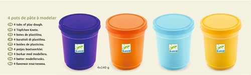 Djeco LES COULEURS DES PETITS - PATES A MODELER 4 pots de pâte à modeler - Nature