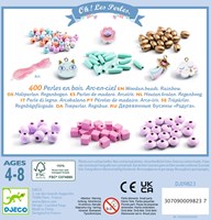 Djeco L'ART DU FIL - PERLES & BIJOUX Perles bois - Arc-en-ciel