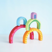 Le Toy Van houten regenboog tunnel speelgoed - kleurrijk stapelbaar speelgoed-3