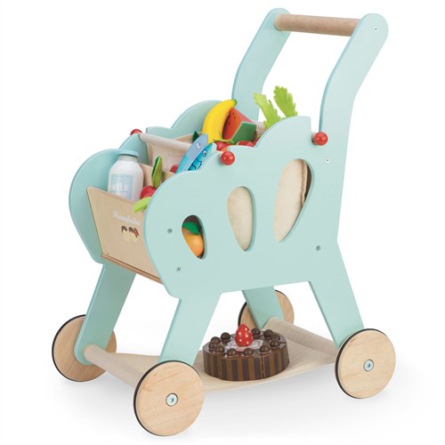 Le Toy Van houten winkelwagen speelgoed met boodschappentas - FSC hout-3