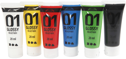 Acrylverf voor Kidneren Glossy Standaardkleuren, 6x20ml