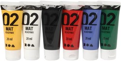Acrylverf - Verschillende kleuren, 02 - Matt, 6x20ml