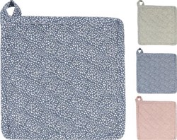 Excellent Houseware pannenlap katoen blauw 20x20cm keukenaccessoire