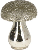Home & Styling decoratie beeld paddenstoel glas zilver 8x10cm