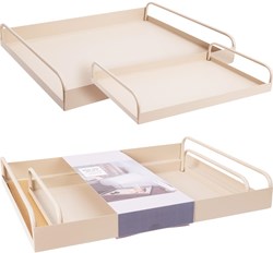 Home & Styling dienblad speelgoed set metaal zandkleur 2-delig