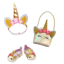 Heless Accessoireset ballerina's, tas, haarband eenhoorn (30-34cm)