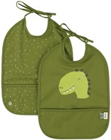 Trixie slabbetje afwasbaar 2-pack - Mr. Dino - waterdicht - groen - verstelbaar