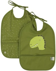 Trixie slabbetje afwasbaar 2-pack - Mr. Dino - waterdicht - groen - verstelbaar