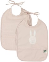 Trixie slabbetje waterdicht 2-pack Mrs. Rabbit - baby slab met opvangbakje roze