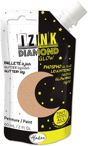Aladine glitterverf Izink Diamond Glow 60 ml goud glow in the dark