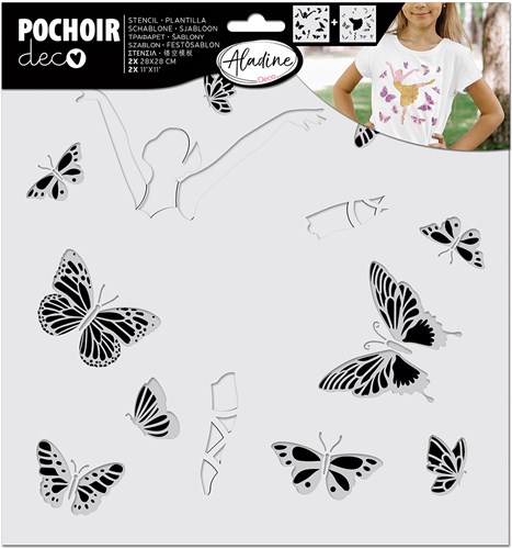Aladine sjabloon set knutselen 28x28 cm ballerina en vlinders bij