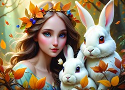 Alipson Puzzle legpuzzel Lady and Bunnies - 500 stukjes puzzelspel