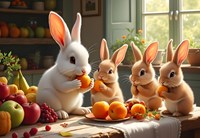 Alipson Puzzle - Kinderspel The Little Rabbits' Feast puzzel  Teile