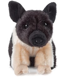 Living Nature knuffel varken zwart en roze pluche biggetje 20 cm