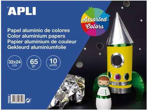APLI Kids aluminiumfolie knutselpapier 32x24 cm 10 vellen hobby