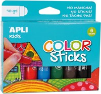 APLI Kids verf - Color stick dik basis 6 kleuren voor kinderen