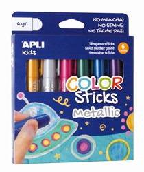 APLI Kids plakkaatverf metallic kleurstiften 6 kleuren set