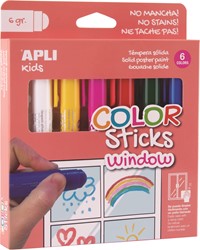 APLI Kids APLI - Kleurstok voor raam 6 kleuren