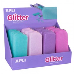 APLI Kids etui soft glitter siliconen glitteretui voor kinderen
