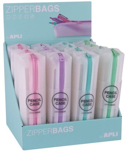 APLI Kids etui zipperbag pennen transparant pastel stevig PVC