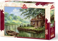 Art Puzzle legpuzzel Evening Fishing Rod - 500 stukjes rustiek-2