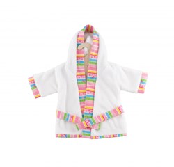 Heless poppenbadjas - badjas voor pop 28-35cm wit roze polyester