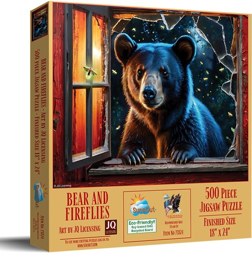 SunsOut legpuzzel Bear and Fireflies - 500 stukjes puzzel-2